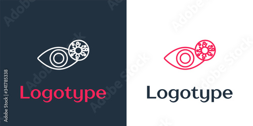 Logotype line Reddish eye due to virus, bacterial or allergic conjunctivitis icon isolated on white background. Logo design template element. Vector Illustration