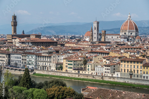 Cityscape of Florence with Cathedral of Santa Maria del Fiore in background from Michelangelo square © Alessio