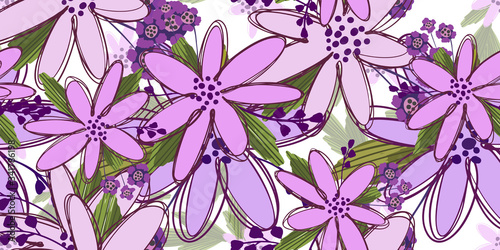 Seamless floral pattern. Flowers texture. Simplicity flower surface soft design.