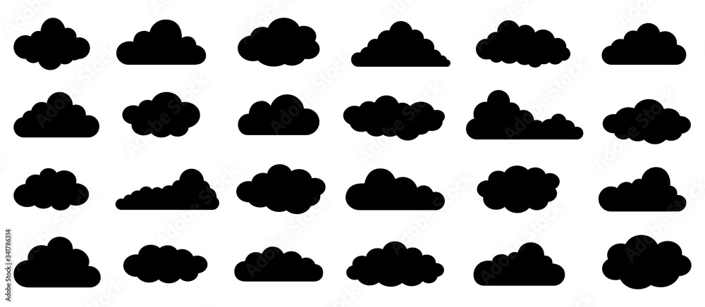 Fototapeta premium Cloud in flat style collection. Vector illustration