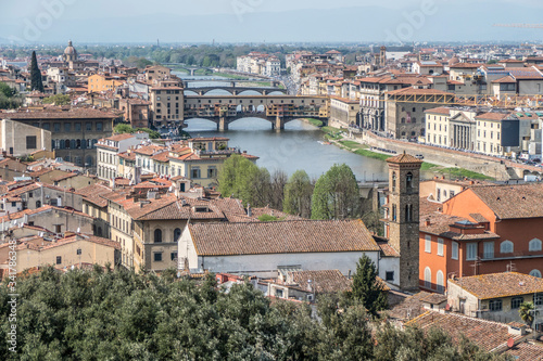 Cityscape of Florence with Ponte Vecchio in background