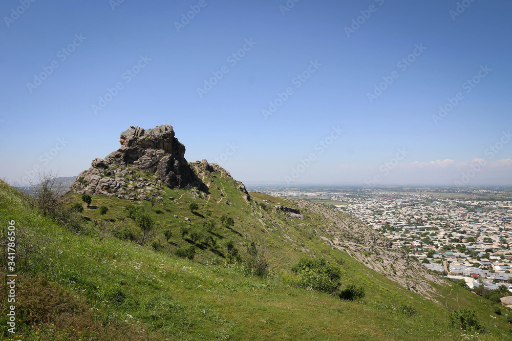 Sulayman Mountain view in Osh town, Kyrgyzia Sulayman Mountain view in Osh town, Kyrgyzia