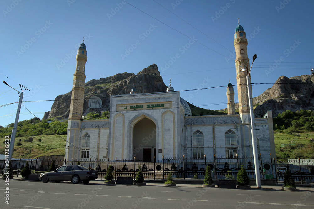 Sulaiman-Too mosque view in Osh town, Kyrgyzia