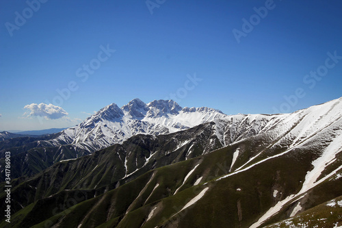 Scenic white peaks of Fergana Range mountains, Tian Shan, Kyrgyzia