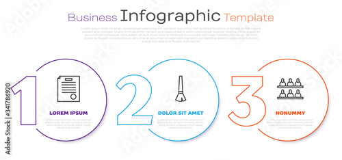 Set line The arrest warrant, Paint brush and Jurors. Business infographic template. Vector