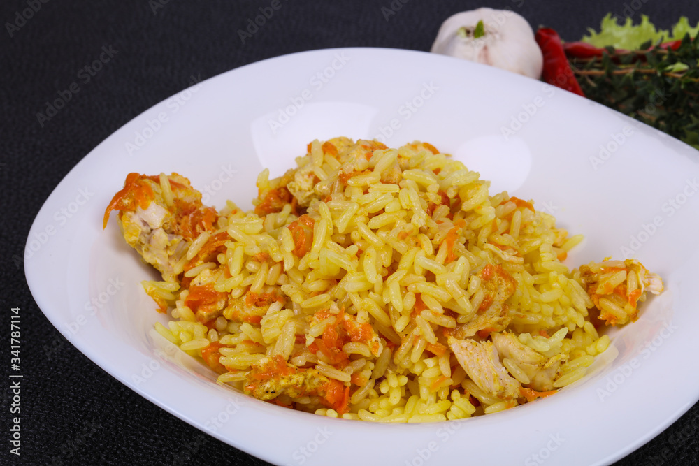 Traditional Pilaf with chicken and carrot