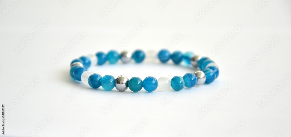 White blue jade and hematite bracelet White blue jade and hematite bracelet