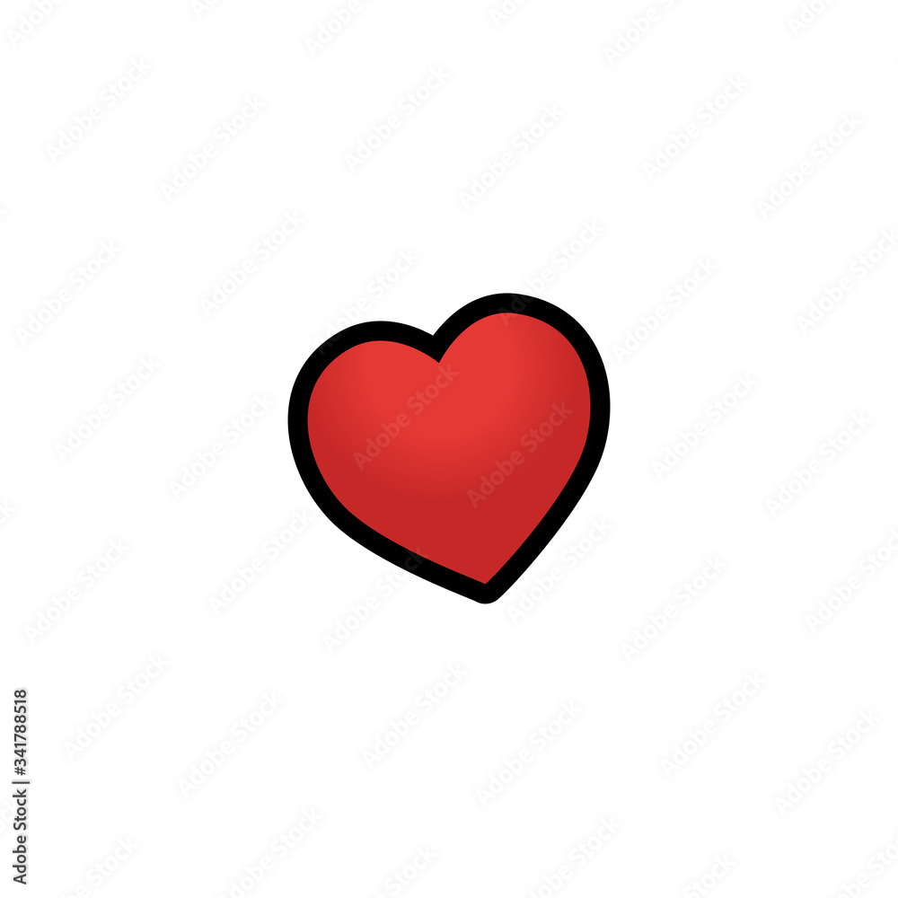 Red Heart Vector Icon. Isolated Big Heart Cartoon Love Style Emoji, Emoticon Illustration	