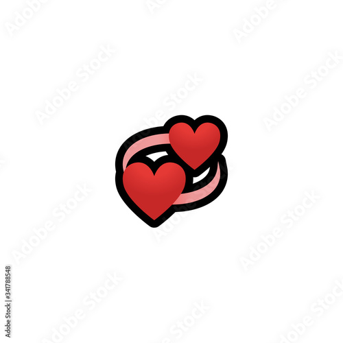 Revolving Hearts Vector Icon. Isolated Two Hearts Cartoon Love Style Emoji, Emoticon Red Heart Illustration	