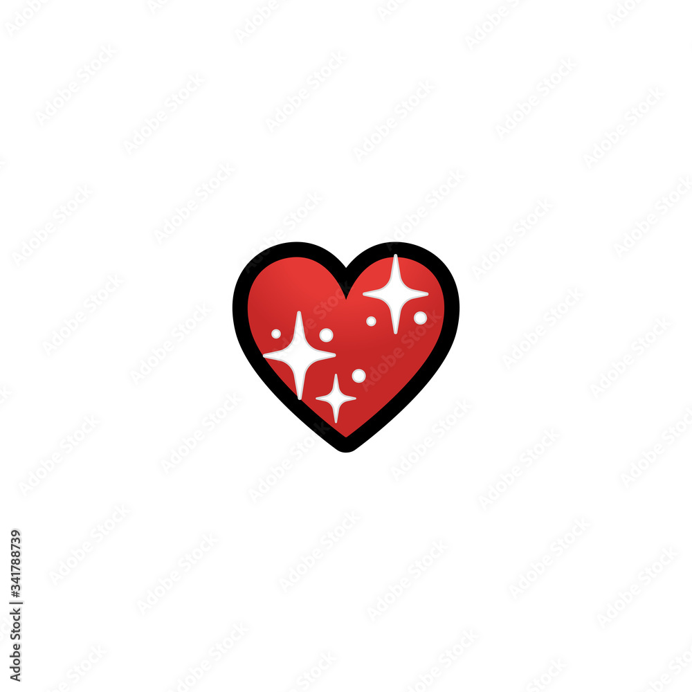 Sparkling Heart Vector Icon. Isolated Red Heart Cartoon Love Style Emoji, Emoticon Illustration	