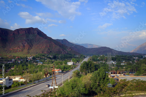 View of Karakol town by spring, Kyrgyzia
