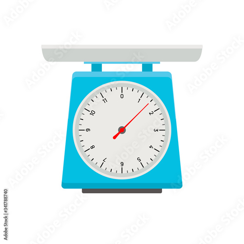 Domestic weigh scale food balance vector icon. Food weight kitchen illustration