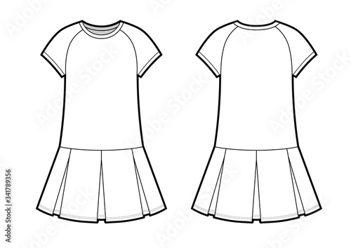 Girls Raglan Sport Dress Illustration Isolated on a White Background