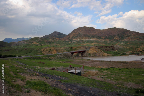 Naryn River view near Karakol town, Kyrgyzia