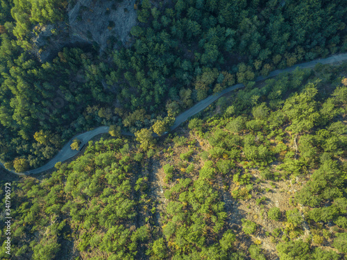 mountain road from a bird's-eye view