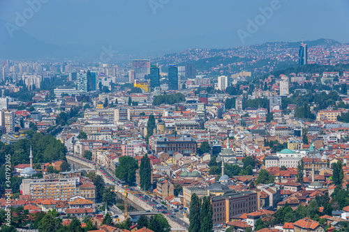 Arial view to the city of Sarajevo