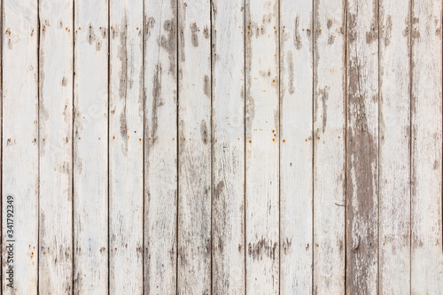 Old white wood wall panel pattern. White wooden plank texture for background.