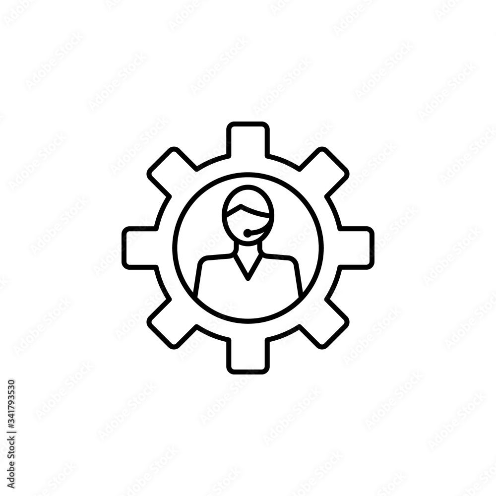 call center agent line illustration icon on white background