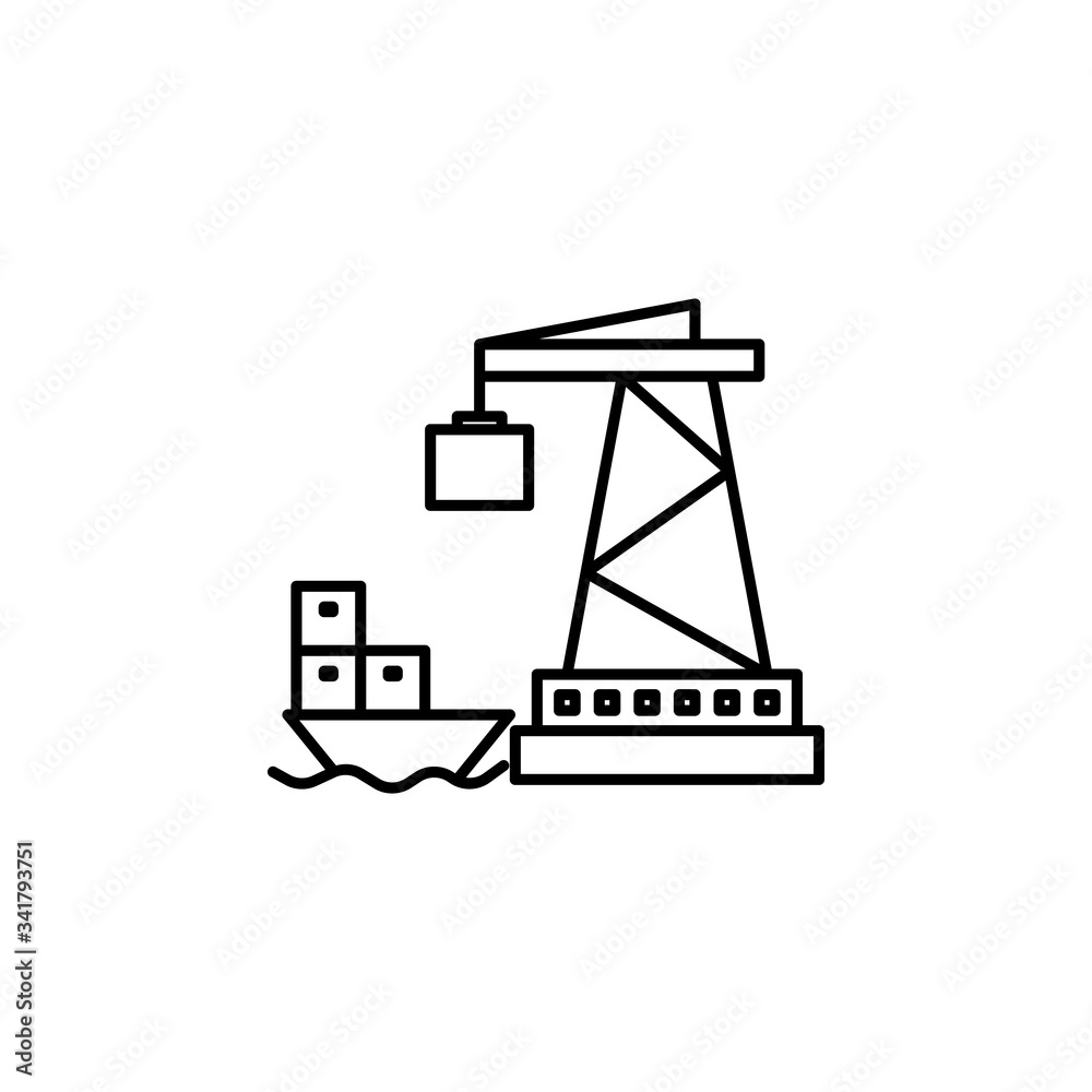 port line illustration icon on white background port line illustration icon on white background