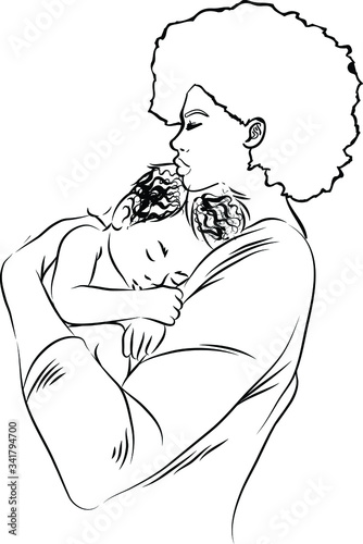 African american mother with a baby
