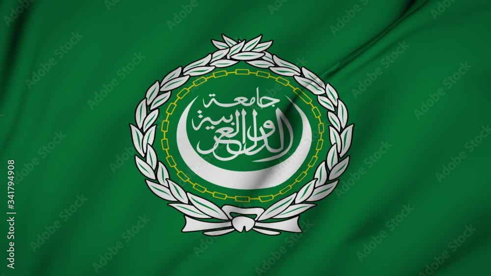 Arabic league flag is waving 3D animation. The arabic league flag waving in the wind. National flag of the arabic league. flag seamless loop animation. 4K