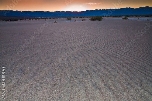 Sunset Over The  Mesquite Flat Sand Dunes and The Panamint Range, Death Valley National Park, California, USA