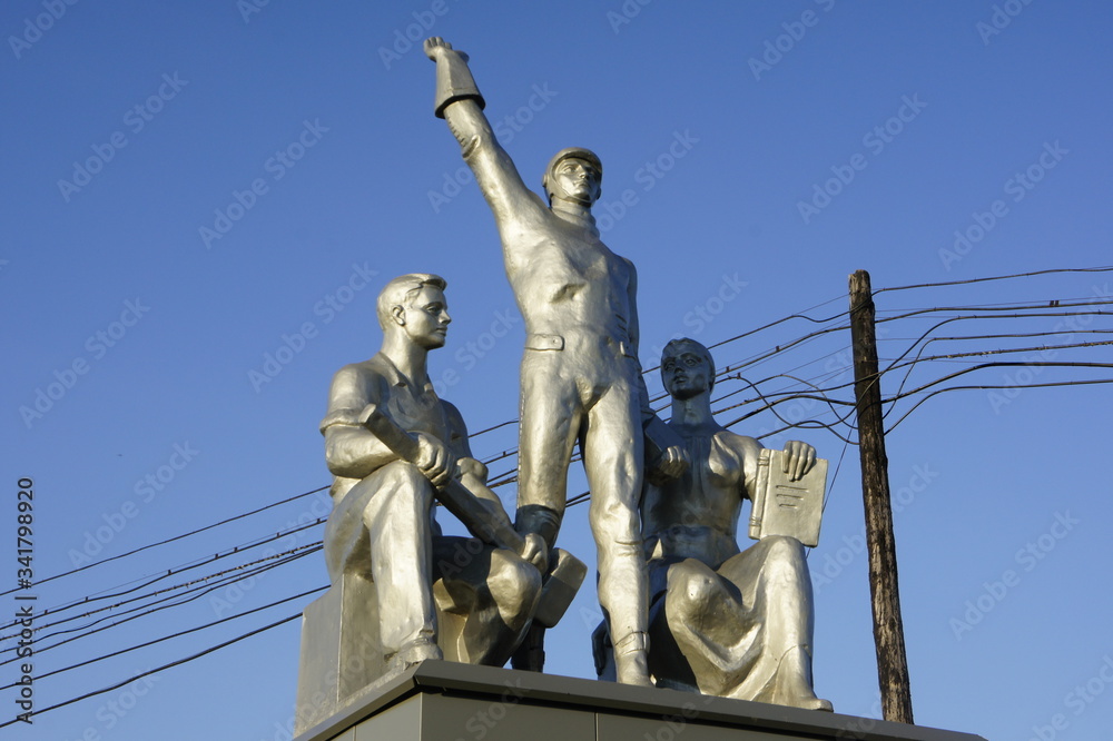 Fototapeta premium Soviet sculpture in the coldest part of Siberia in Russia