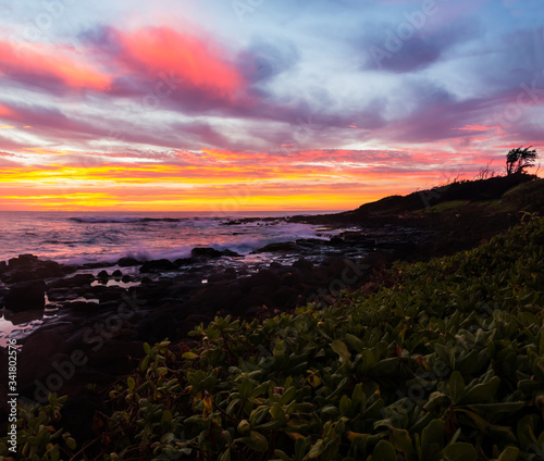 Sunrise on Lava Shoreline of Akuhini Landing ,Ahukini Recreational Pier State Park, Kauai, Hawaii, USA
