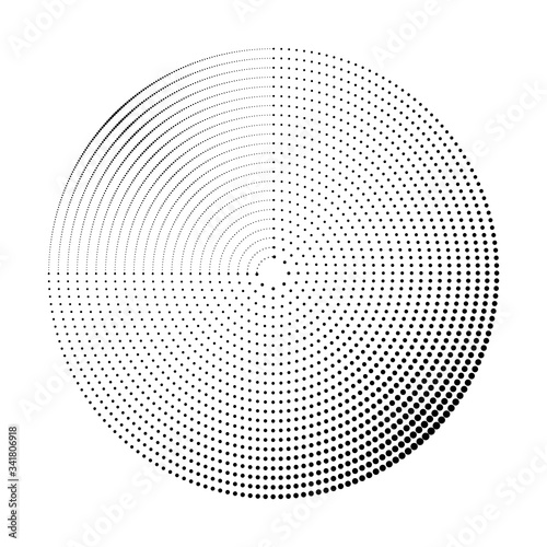Halftone dots in circle form. Round logo or icon. Vector dotted frame as design element © Mykola Mazuryk