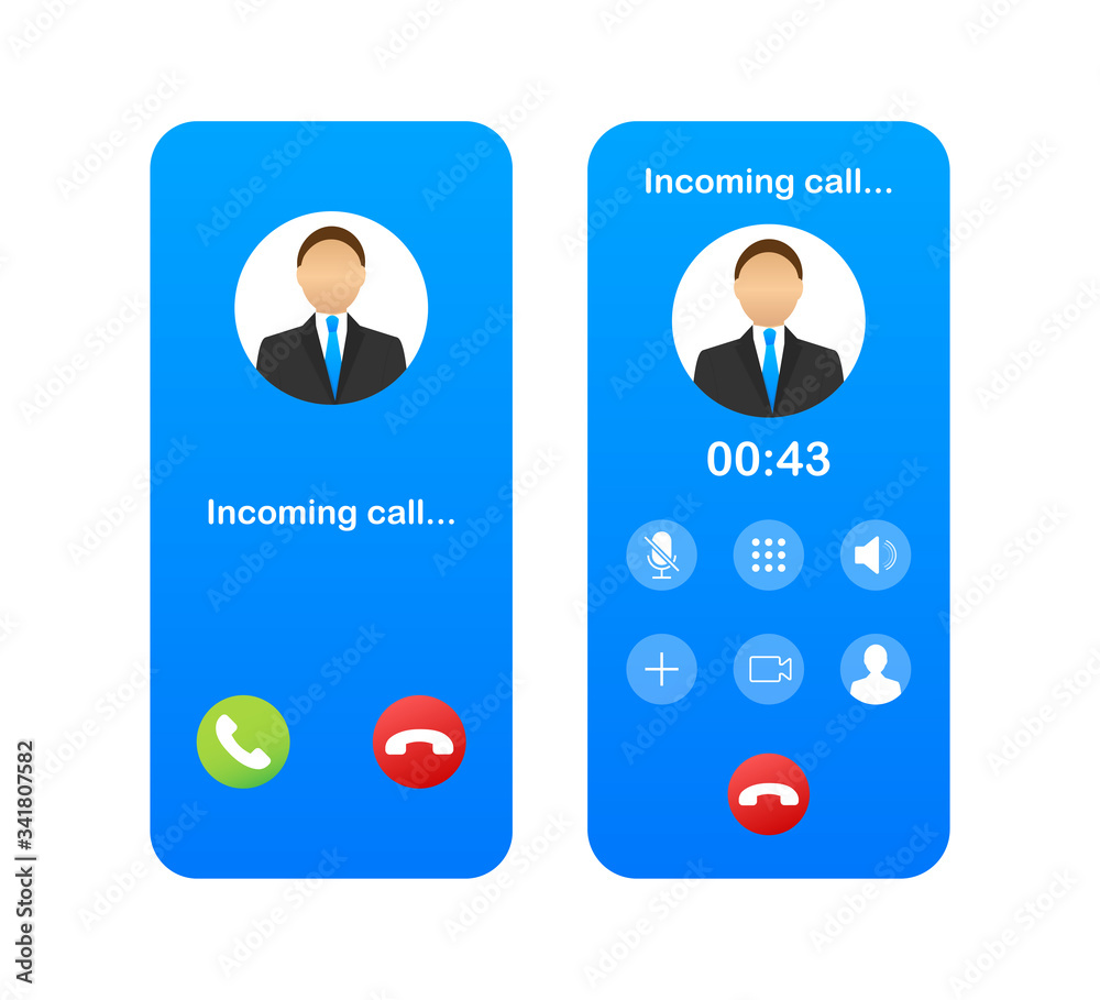 Smartphone with incoming call on display. Incoming call. Vector stock ...