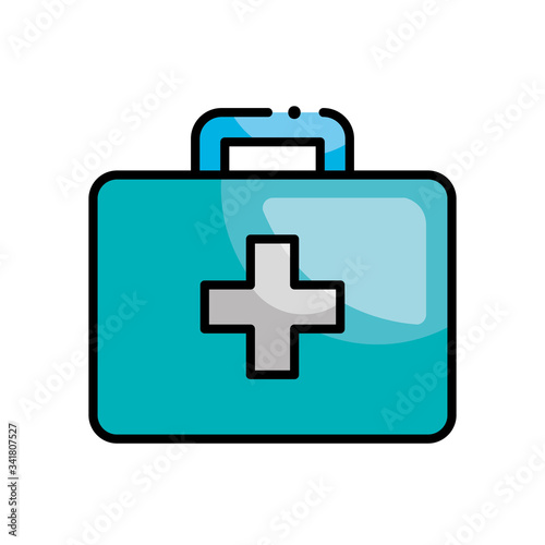first aid box icon, line color style