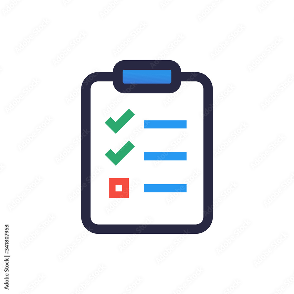 Clipboard and check marks. Flat style design vector illustration Clipboard and check marks. Flat style design vector illustration