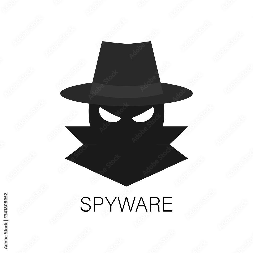 Spyware, Internet technology. Stop sign, Web icon. Danger symbol. Concept hacking computer. Vector illustration