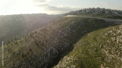 Security fence, East Jerusalem, Israel, Aerial
Drone view over east Jerusalem security wall, 2020
 photo