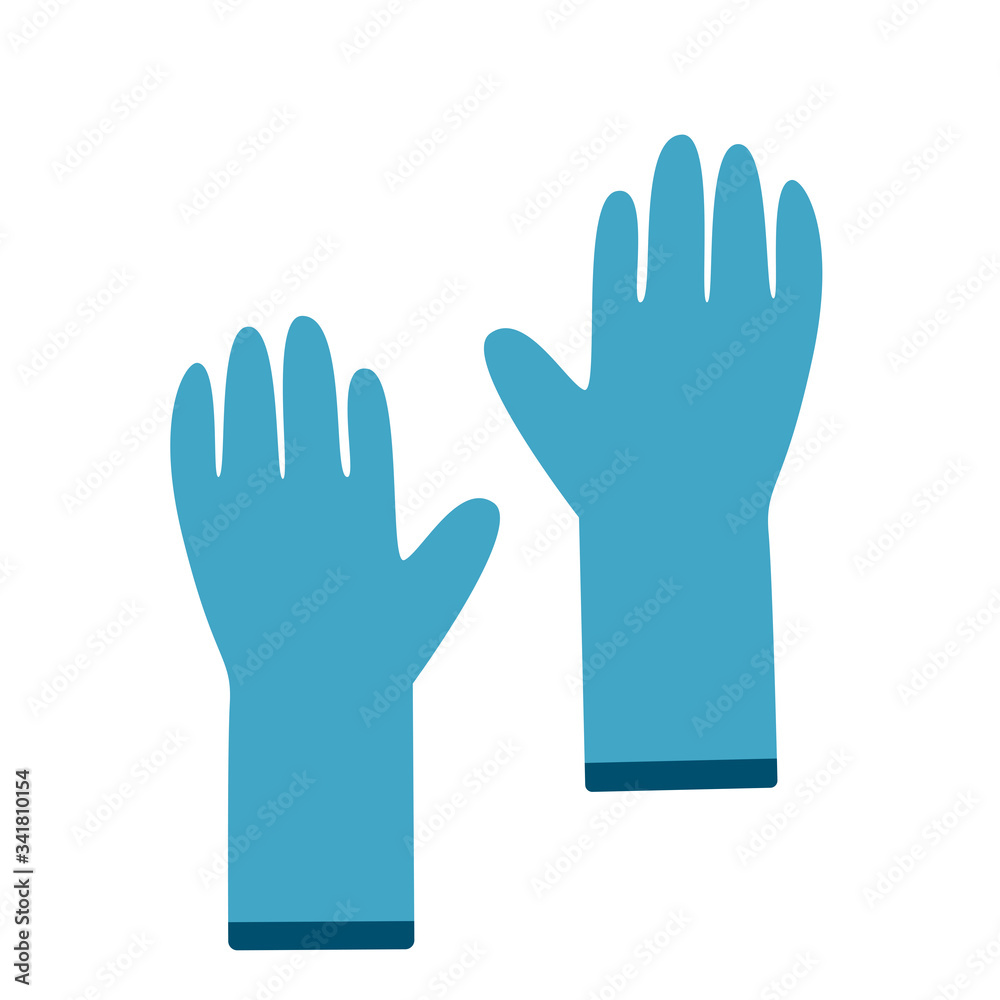 medical gloves. Vector illustration isolated on a white background. Flat style. Blue color. medical gloves. Vector illustration isolated on a white background. Flat style. Blue color.