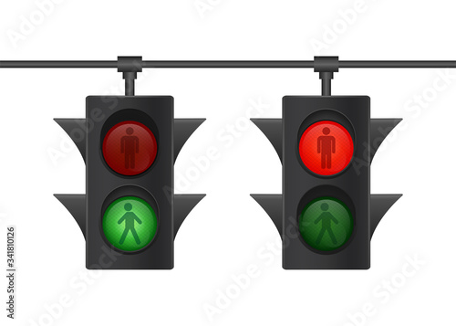 Traffic light icon. Pedestrian sign. Traffic light human for web design. Icon for web design. Vector stock illustration.