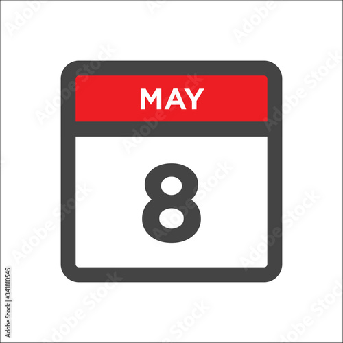 May 8 calendar icon w day of month
