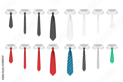 Fotografering Set of realistic ties isolated on white background