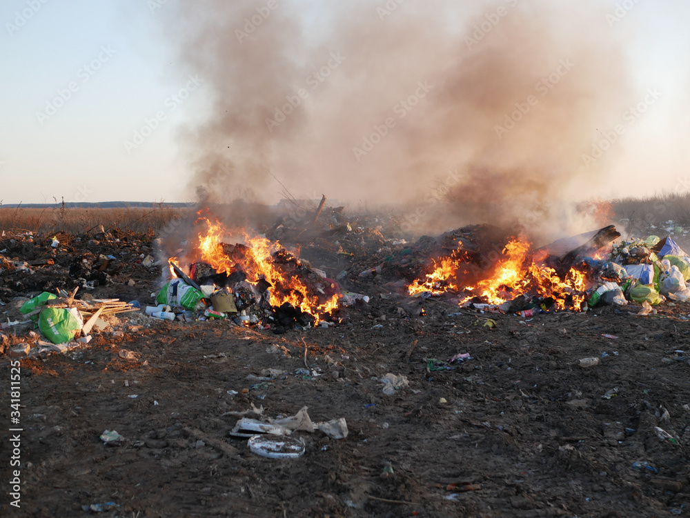 burning garbage dump. burning garbage. concern for the environment. environmental pollution. burning garbage dump. burning garbage. concern for the environment. environmental pollution.