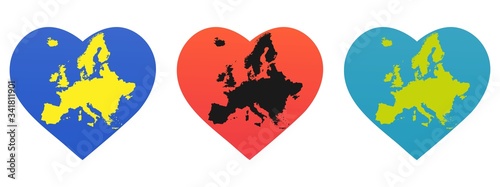 Isolated heart shaped europe map - Vector illustration