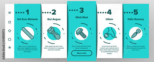 Callus Remover Tool Onboarding Icons Set Vector. Foot Rasp For Treatment Of Hard Skin, Callus Remover Hygiene Equipment, Electronic And Manual Brush Illustrations