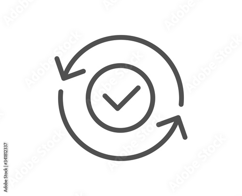 Security confirmed line icon. All day cyber defence sign. Private protection symbol. Quality design element. Editable stroke. Linear style security confirmed icon. Vector