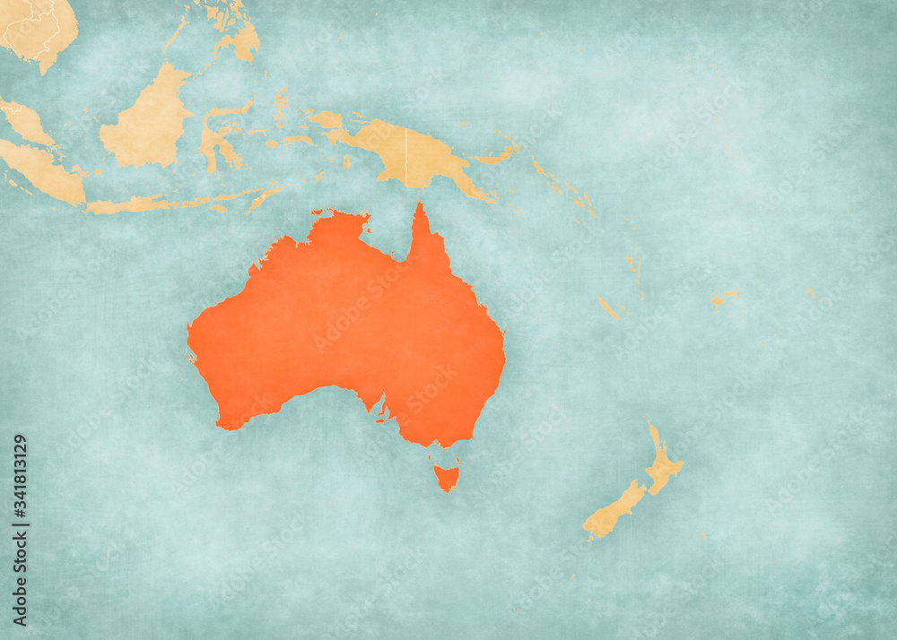 Map of Australasia - Australia