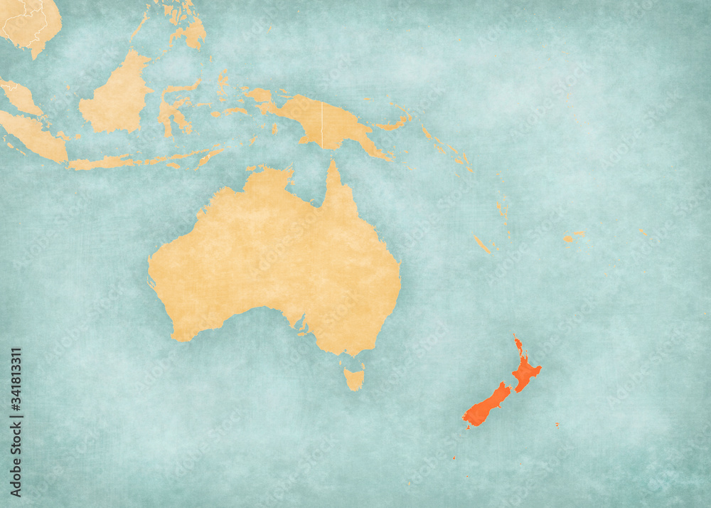 Map of Australasia - New Zealand