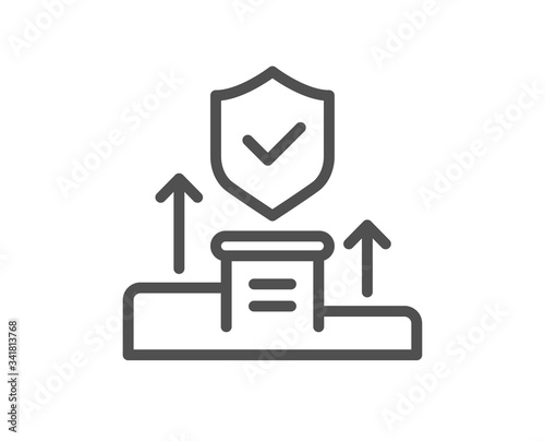 Security agency line icon. Cyber defence sign. Private protection symbol. Quality design element. Editable stroke. Linear style security agency icon. Vector