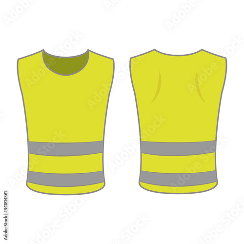 yellow reflective safety vest for people isolated vector front and back for promotion on the white background 