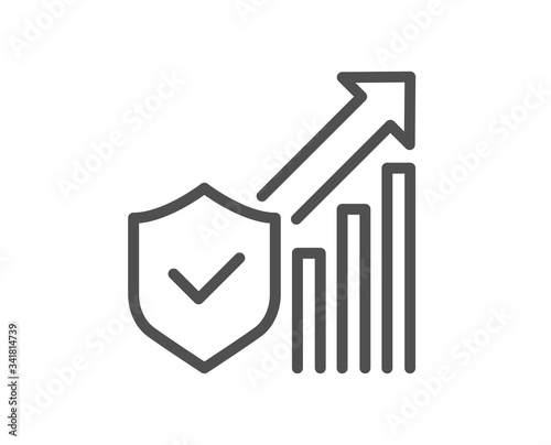 Security statistics line icon. Cyber defence sign. Private protection symbol. Quality design element. Editable stroke. Linear style security statistics icon. Vector