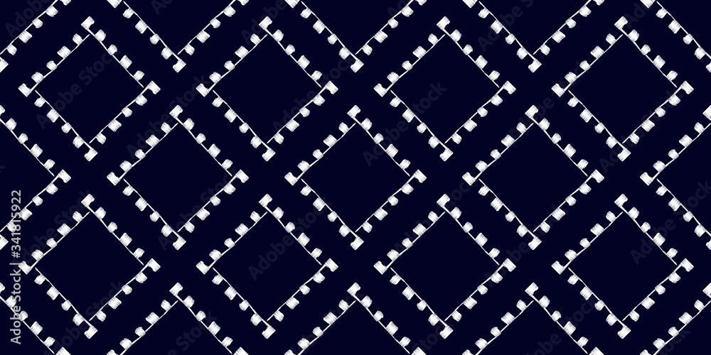 Naklejka premium White on luxury blue color modern hand drawn pattern. For fabric and textile, wallpaper, packaging.