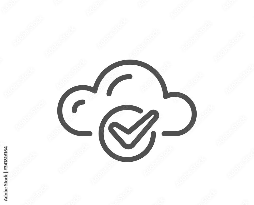 Approved cloud computing line icon. Internet data storage sign. File hosting technology symbol. Quality design element. Editable stroke. Linear style cloud computing icon. Vector Approved cloud computing line icon. Internet data storage sign. File hosting technology symbol. Quality design element. Editable stroke. Linear style cloud computing icon. Vector