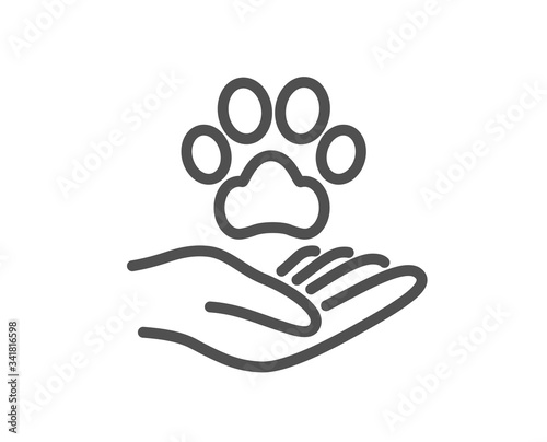 Pets care line icon. Veterinary clinic sign. Dog health symbol. Quality design element. Editable stroke. Linear style pets care icon. Vector